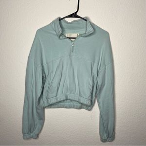 Turquoise cropped quarter zip